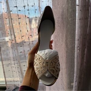 Badgley Mischka Beaded Cream Heels